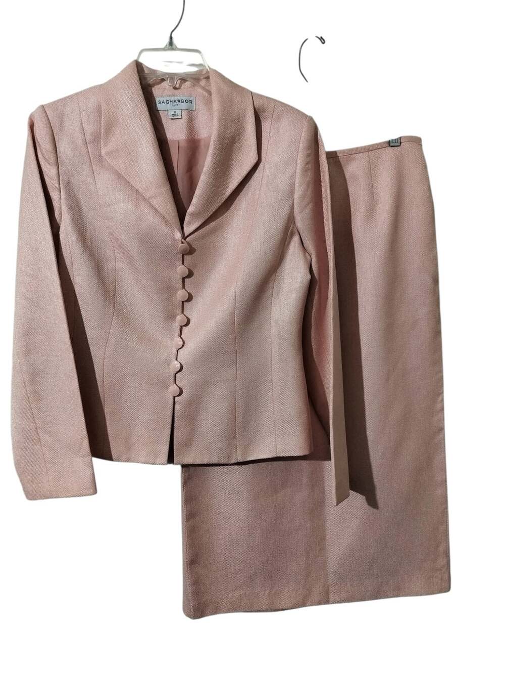 6231)Sag Harbor Suit 8 Two piece Shimmering Blush Pink Business Formal Skirt Set